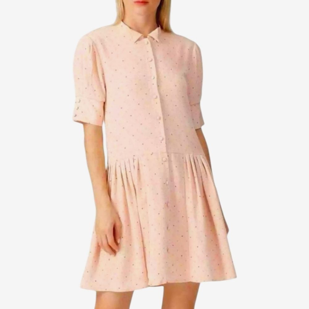 Deborah Lyons 'Anita' Dress in Pale Pink w/ Polka Dots, Size 16